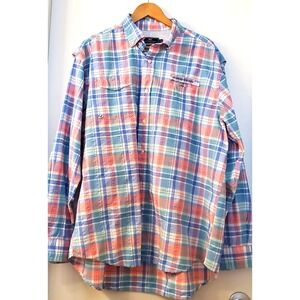 Vineyard Vines Harbor Shirt XL Plaid Fishing Shirt Vented Pastel Button Up...